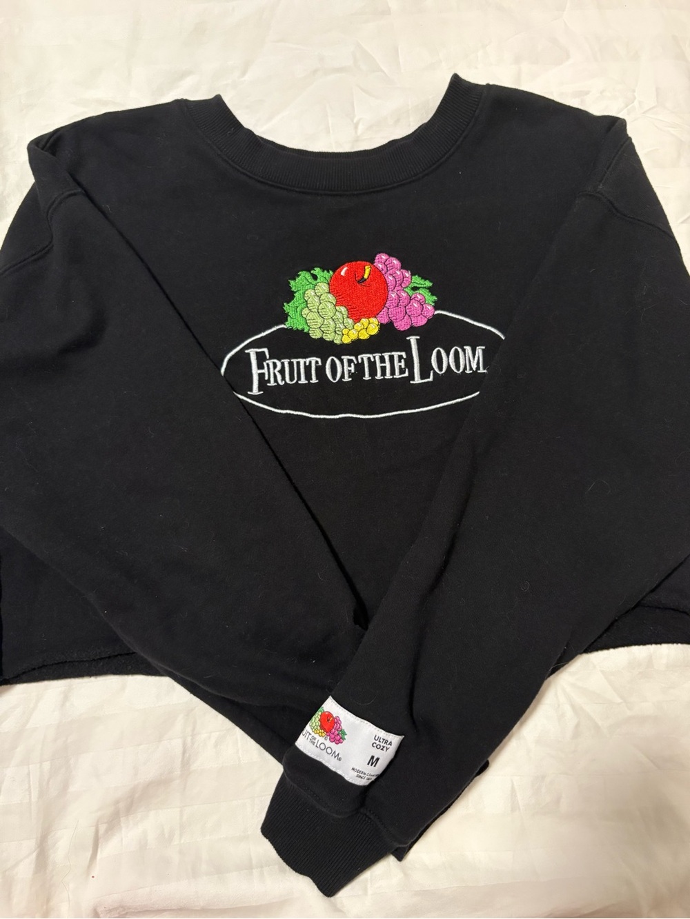 Fruit of the Loom Black Crewneck Sweatshirt with Multicolor Fruit Logo